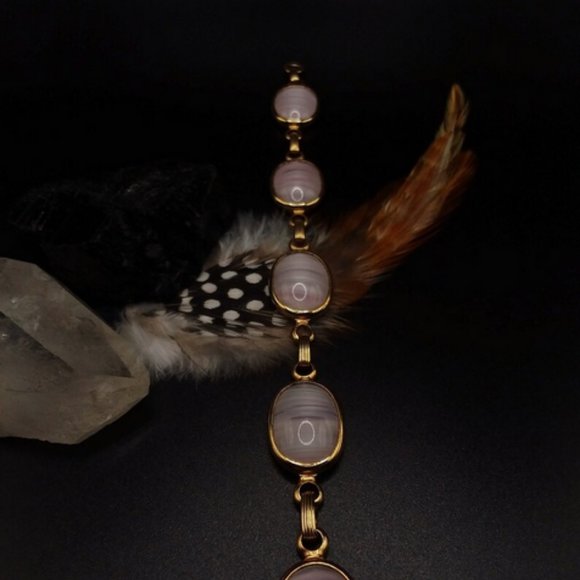 PINK Panel Bracelet | Signed | Beautiful Light Pink Glass, Fine Vintage Fashion - Picture 9 of 9